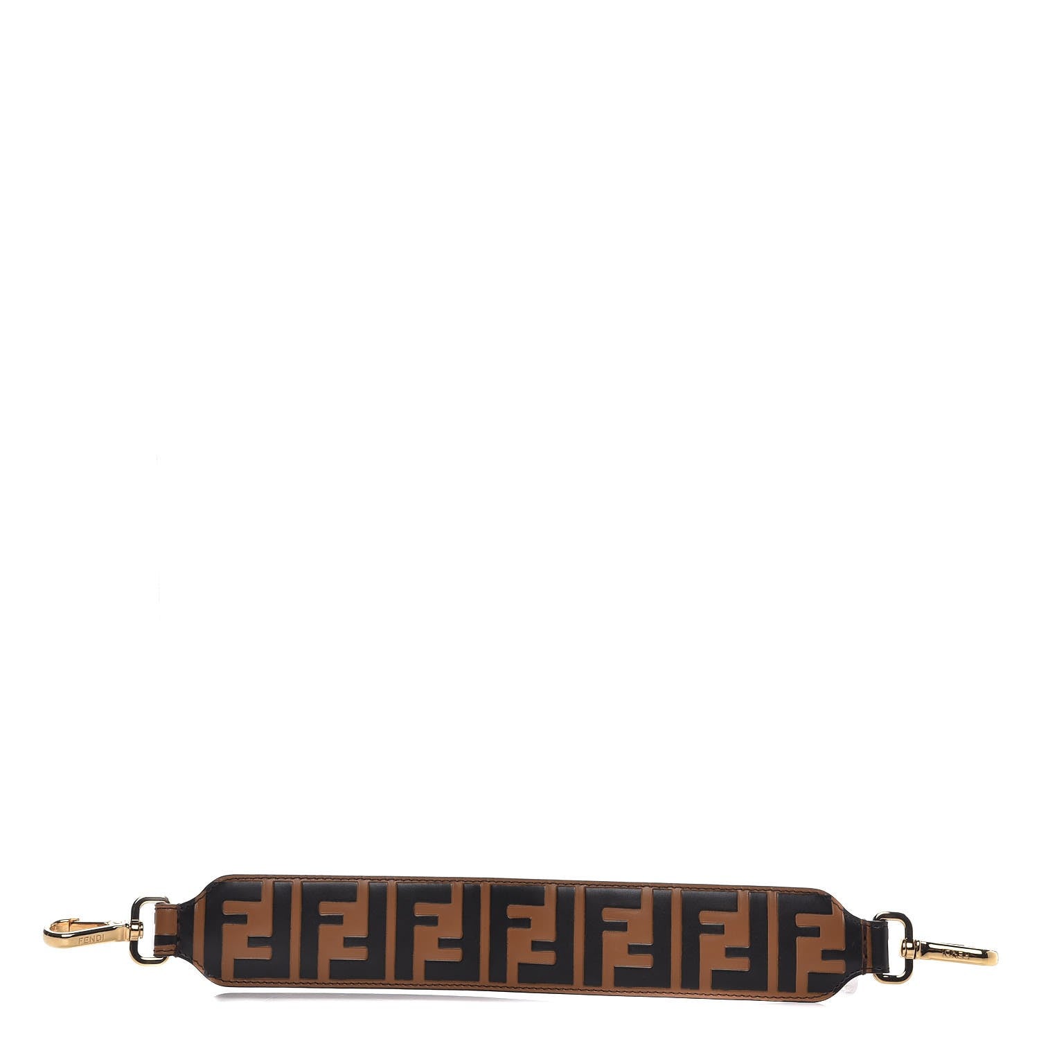 Fendi Calfskin FF 1974 Embossed Mini Strap You Tobacco Black 2 of 5
