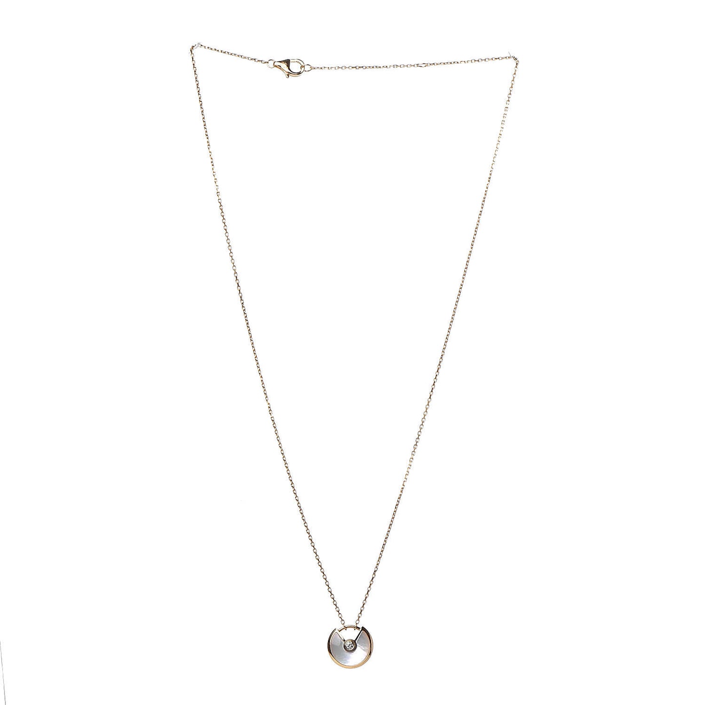 18K Yellow Gold Diamond Mother of Pearl XS Amulette de Cartier Pendant Necklace