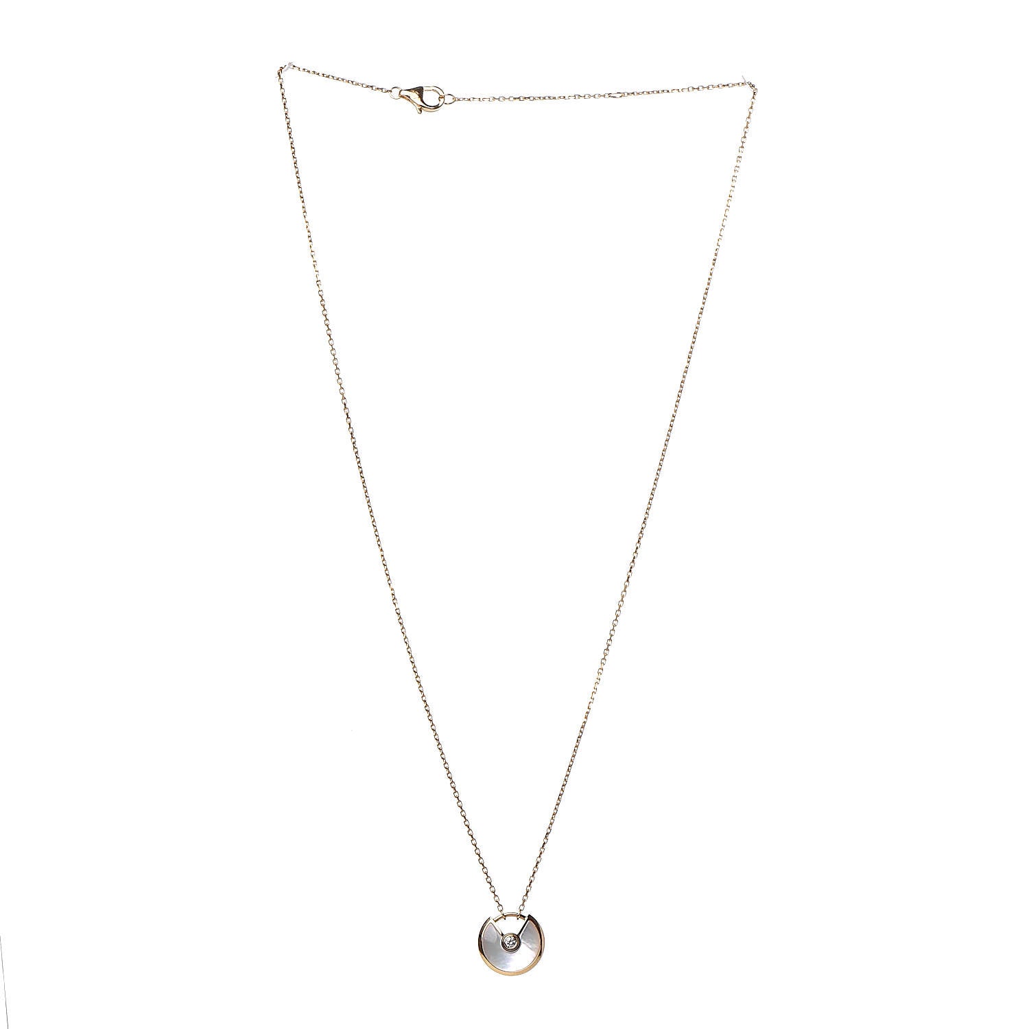 Cartier 18K Yellow Gold Diamond Mother of Pearl XS Amulette de Cartier Pendant Necklace 3 of 7
