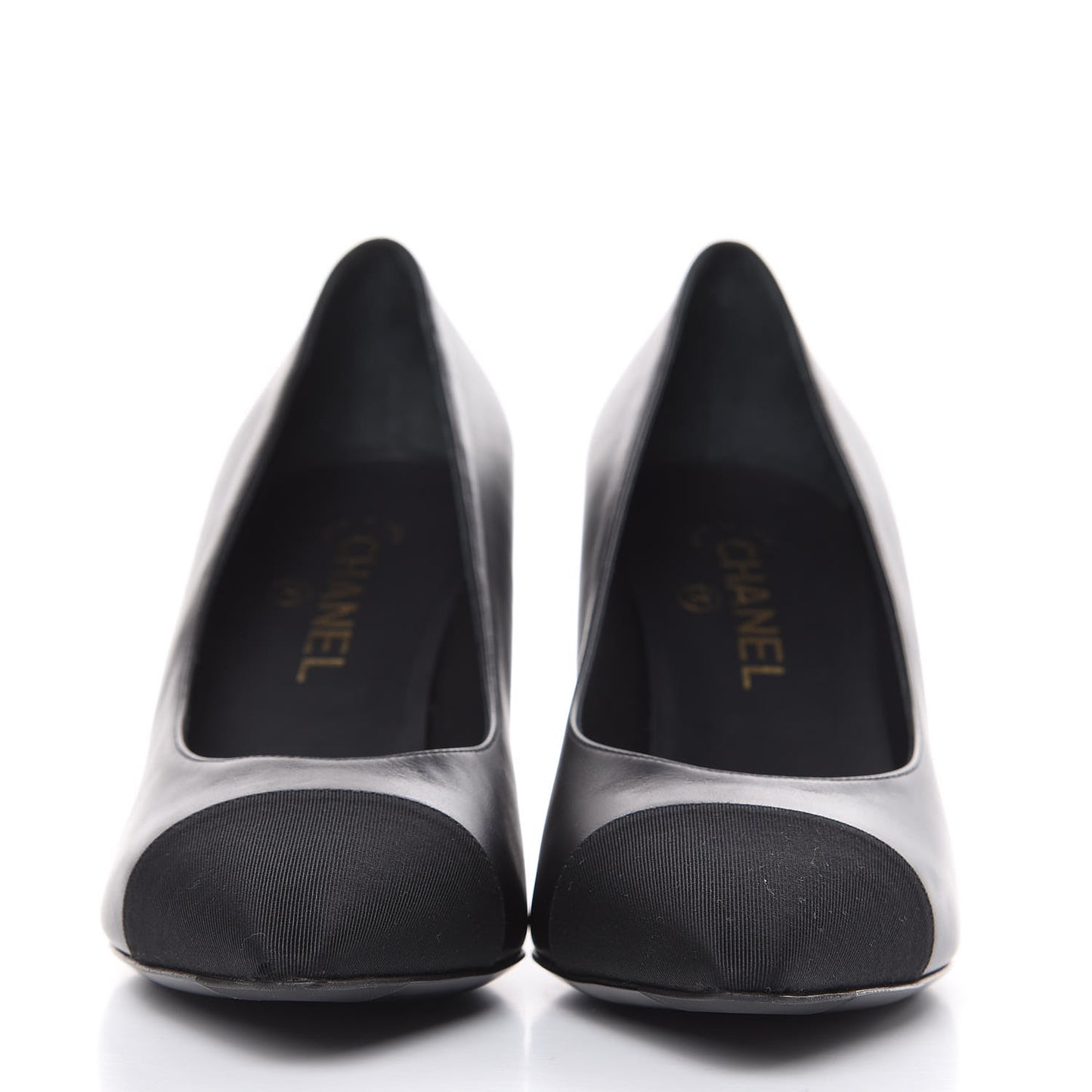 Lambskin Grosgrain Cap Toe Pumps 40 Black