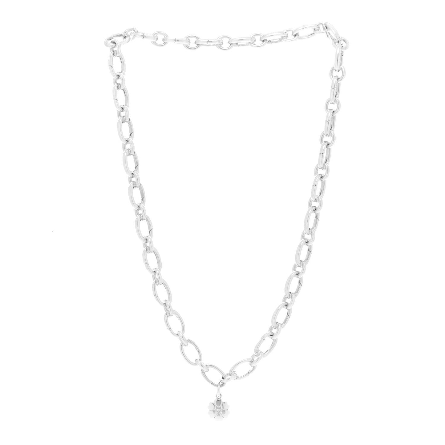 Sterling Silver Diamond Paloma Picasso Crown of Hearts Charm Oval Clasping Link Necklace