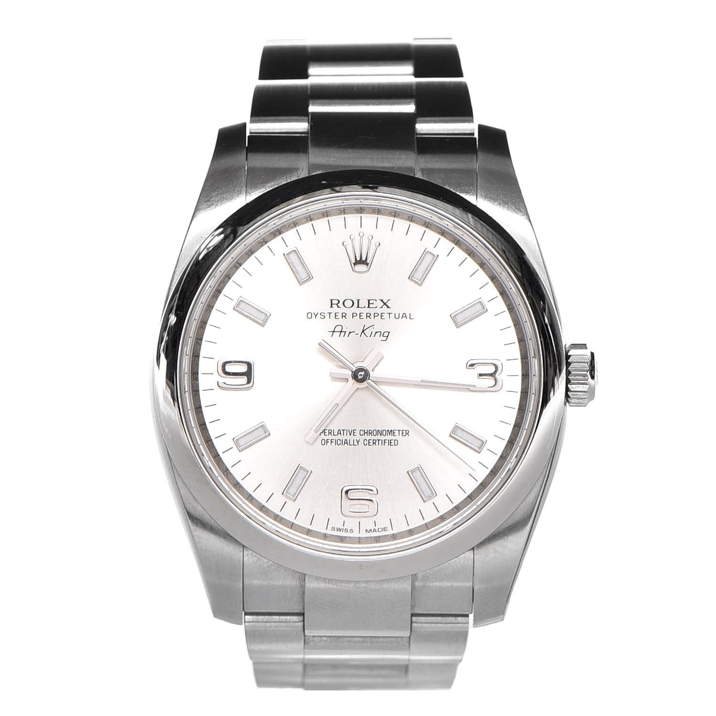 Stainless Steel 34mm Oyster Perpetual Air-King Watch Silver 114200
