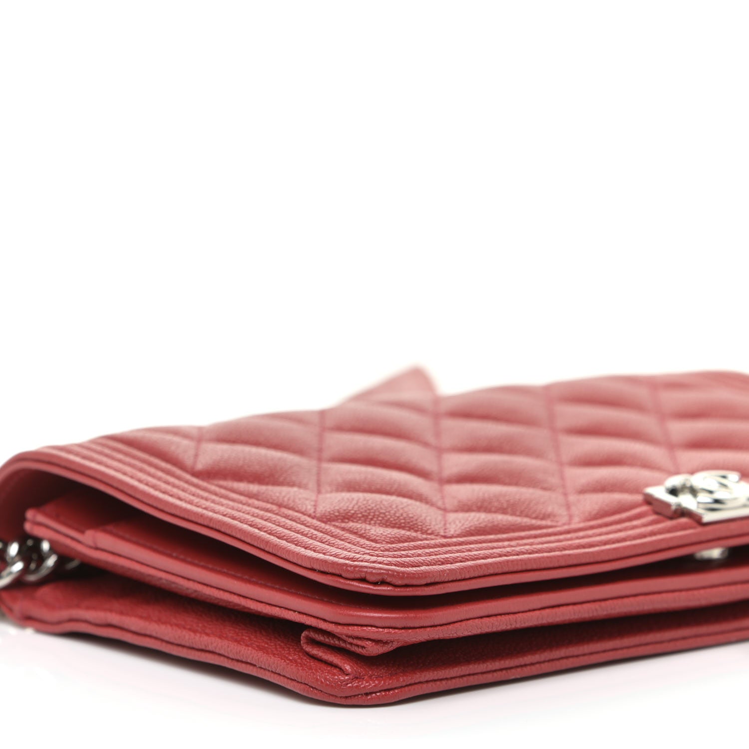 Chanel Caviar Quilted Boy Wallet On Chain WOC Red 8 of 11