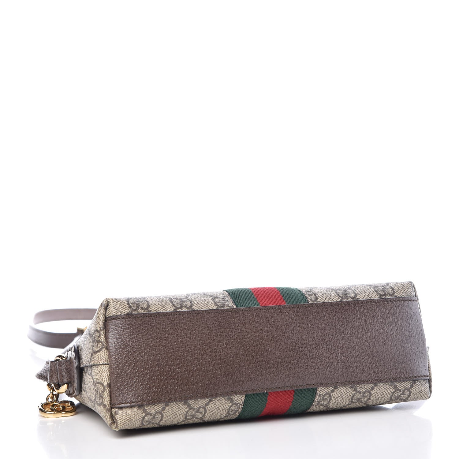 Gucci GG Supreme Monogram Textured Dollar Calfskin Web Small Ophidia Dome Shoulder Bag Beige Ebony New Acero 4 of 9