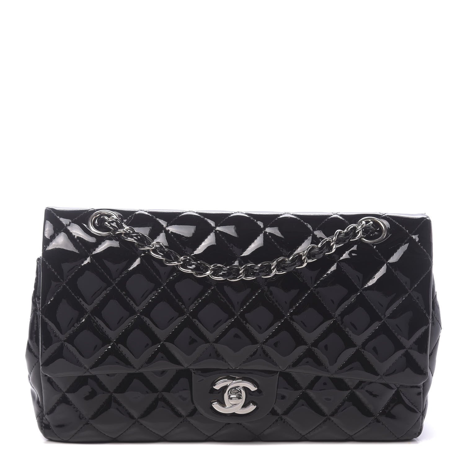 Chanel Patent Quilted Medium Double Flap Black 1 of 18