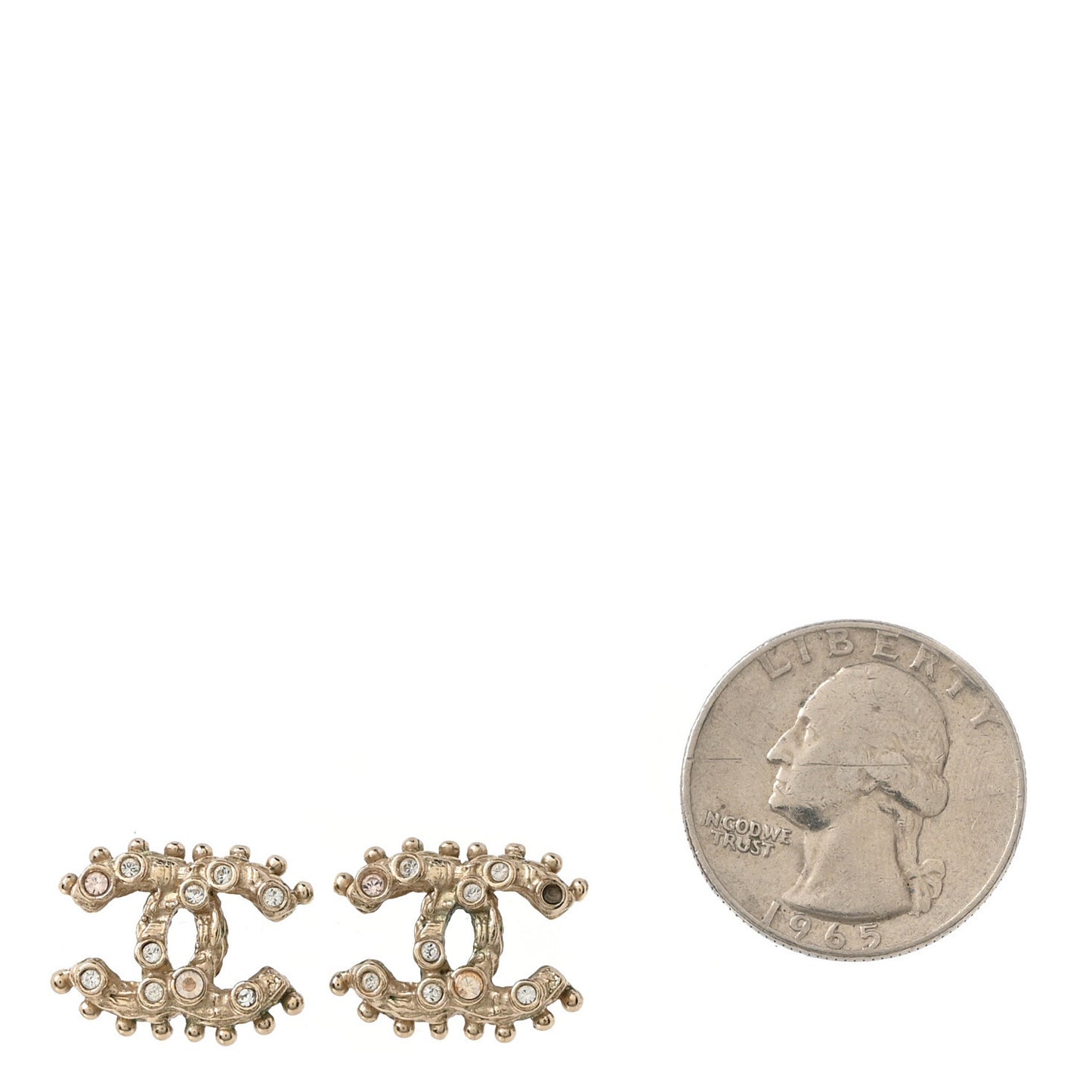 Crystal Studded CC Earrings Gold