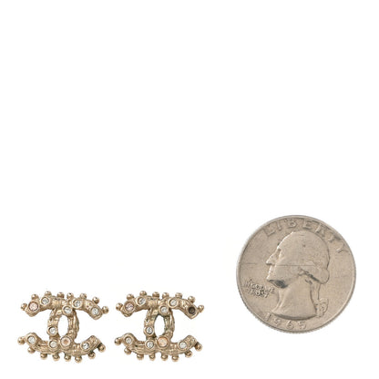 Chanel Crystal Studded CC Earrings Gold 2 of 4