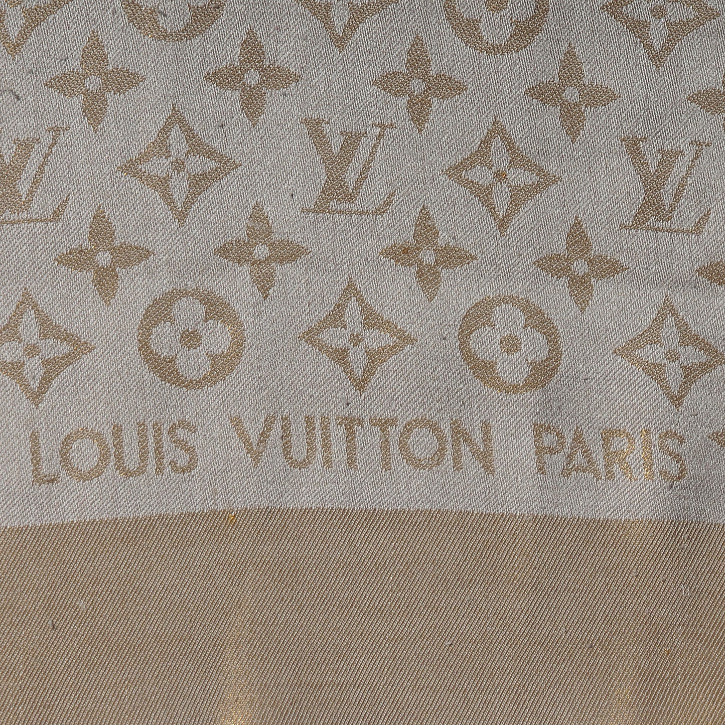 Silk Wool Monogram Shine Shawl Beige