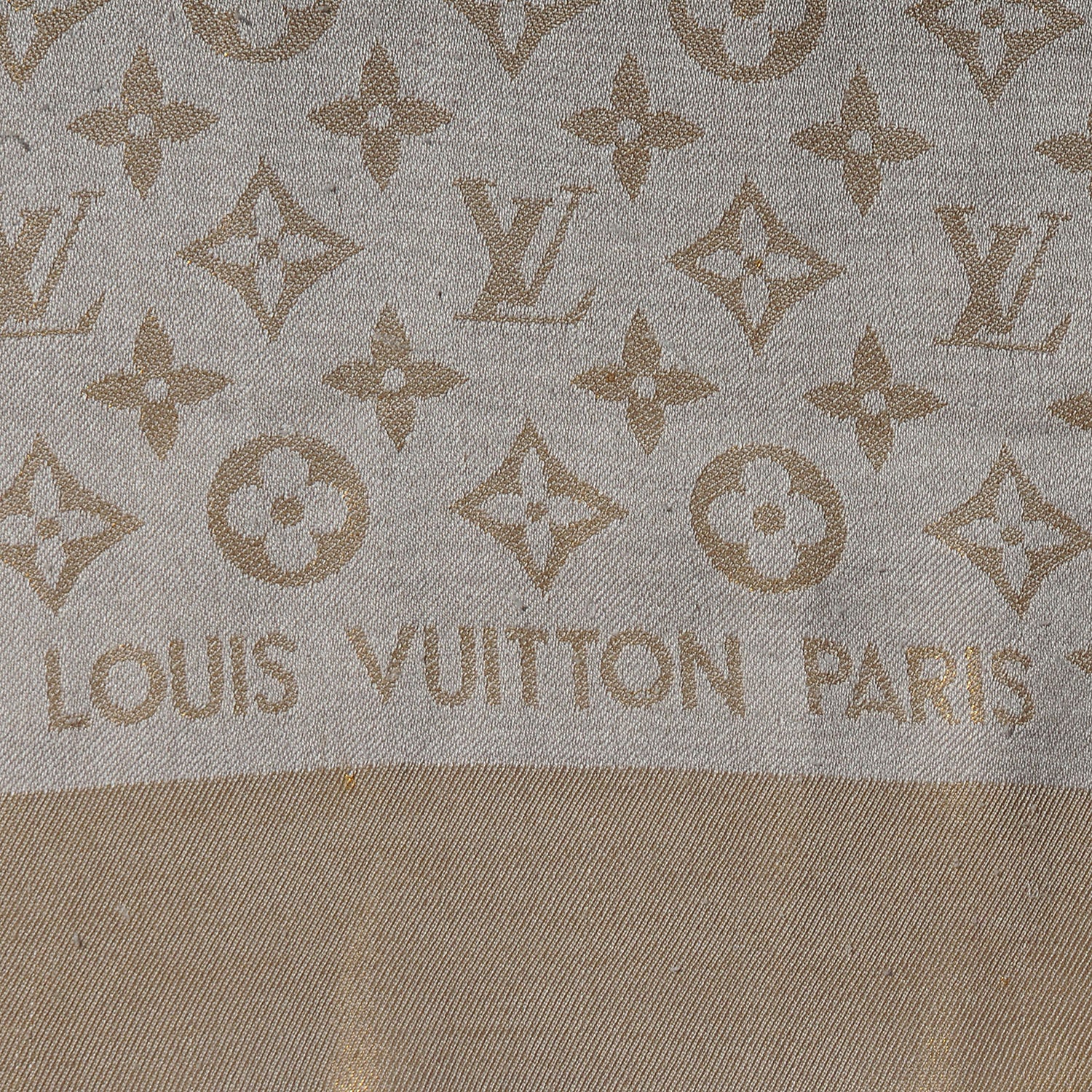 Louis Vuitton Silk Wool Monogram Shine Shawl Beige 4 of 5