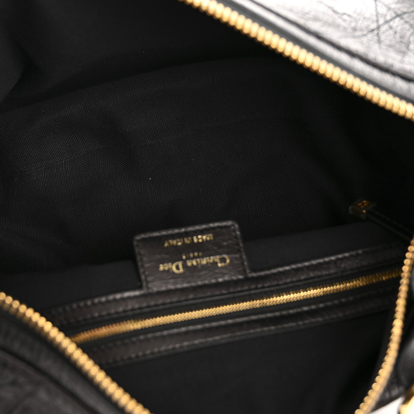 Crinkled Calfskin Macrocannage Medium D-Journey Bag Black
