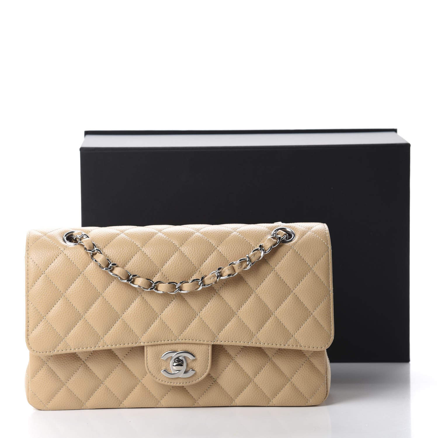 Chanel Caviar Quilted Medium Double Flap Beige 11 of 11