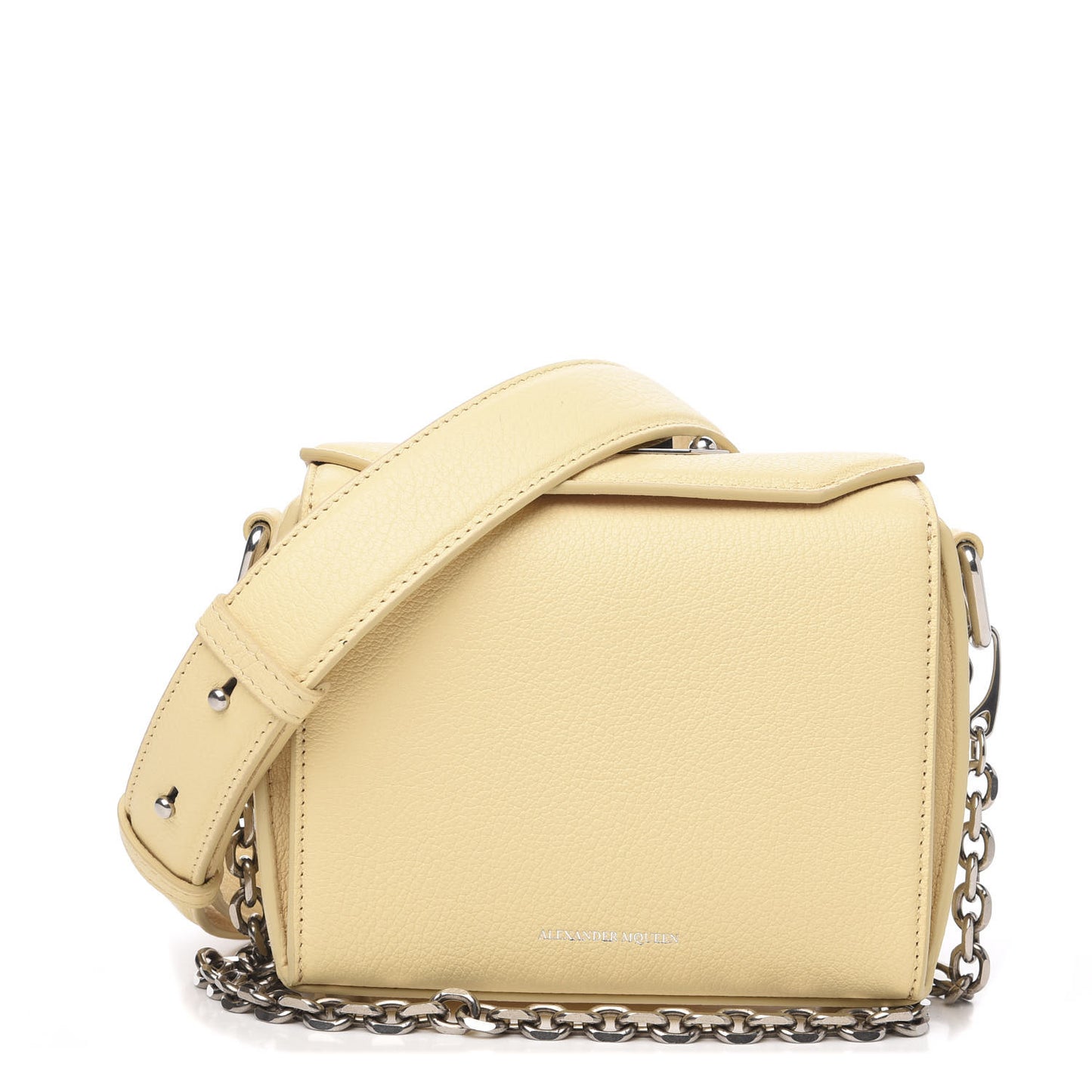 Silky Amish Grain Calfskin Box Shoulder Bag 16 Lemon Yellow