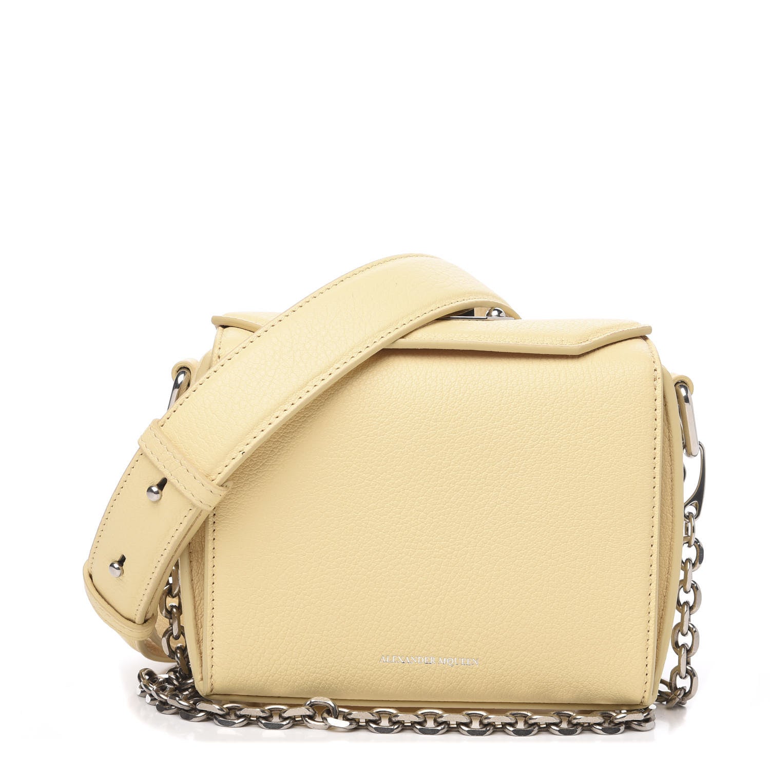Alexander McQueen Silky Amish Grain Calfskin Box Shoulder Bag 16 Lemon Yellow 1 of 8