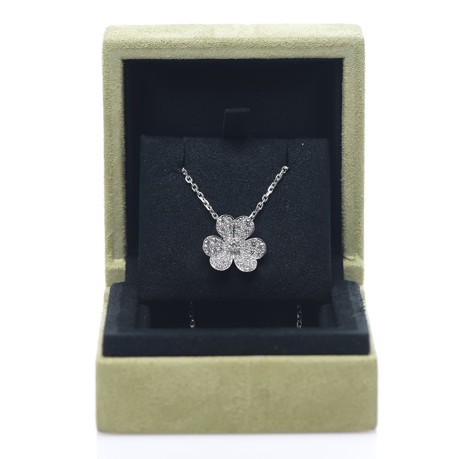 Van Cleef & Arpels 18K White Gold Diamond Small Frivole Pendant Necklace 6 of 6