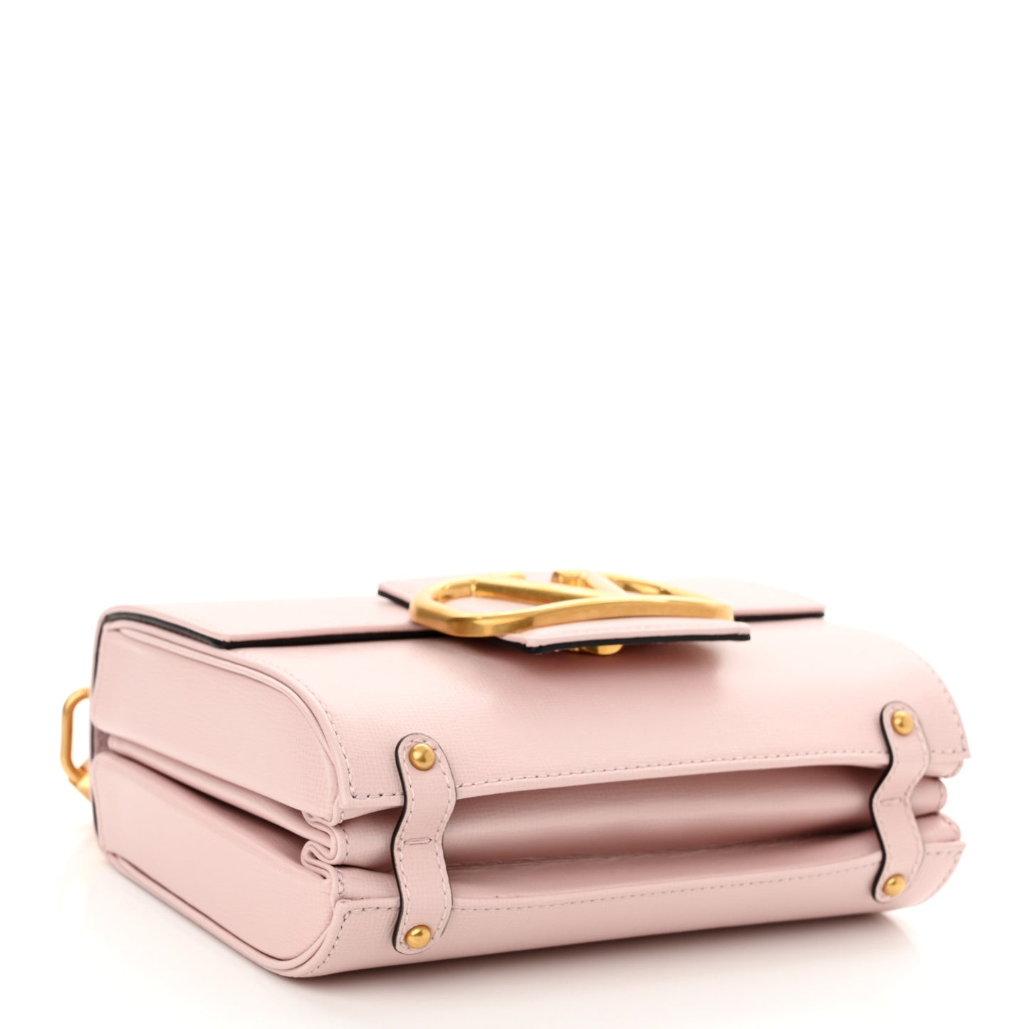 Grainy Calfskin VLogo Stud Sign Shoulder Bag Rose Quartz