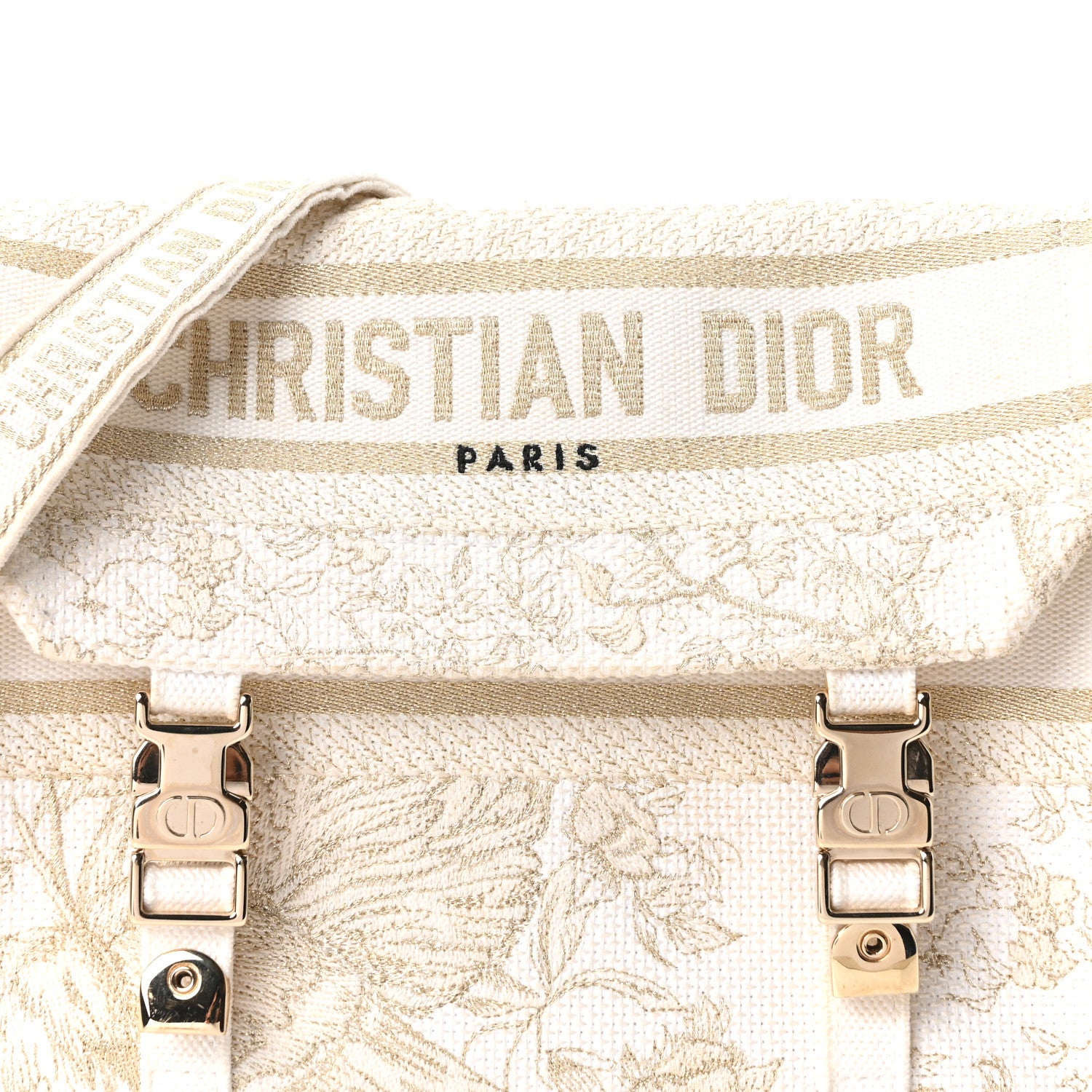 Christian Dior Canvas Embroidered Toile De Jouy Small Diorcamp Messenger White Gold 8 of 10