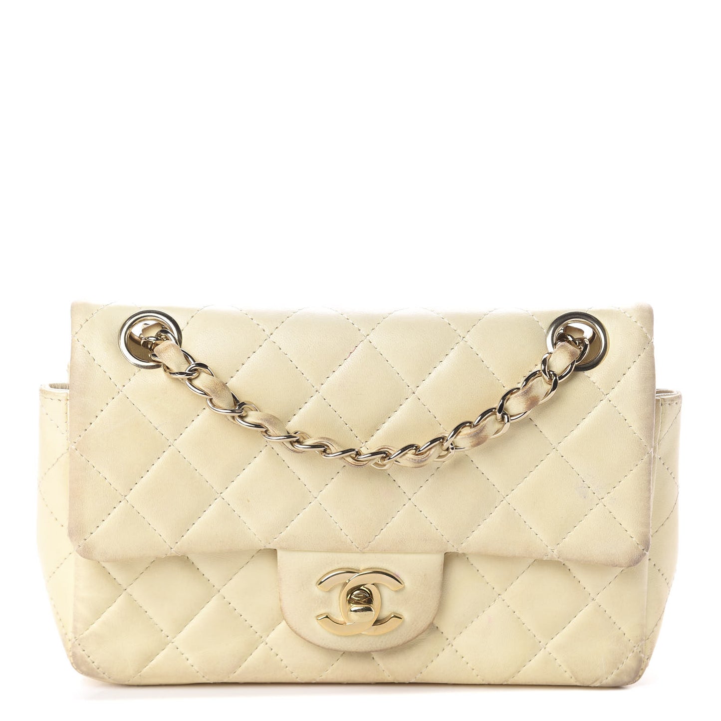 Lambskin Quilted Mini Rectangular Flap Beige