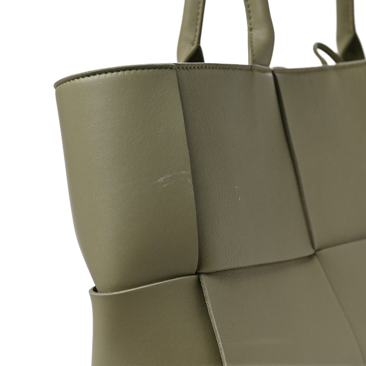 Grained Calfskin Intrecciato Small Arco Tote Travertine