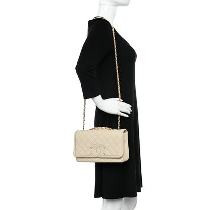 Chanel Caviar Quilted Medium CC Filigree Flap Beige 2 of 12