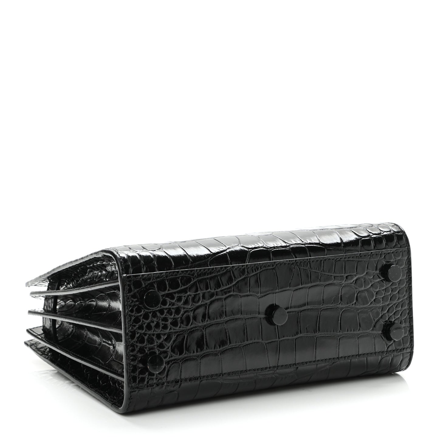 Calfskin Crocodile Embossed Nano Sac De Jour Black