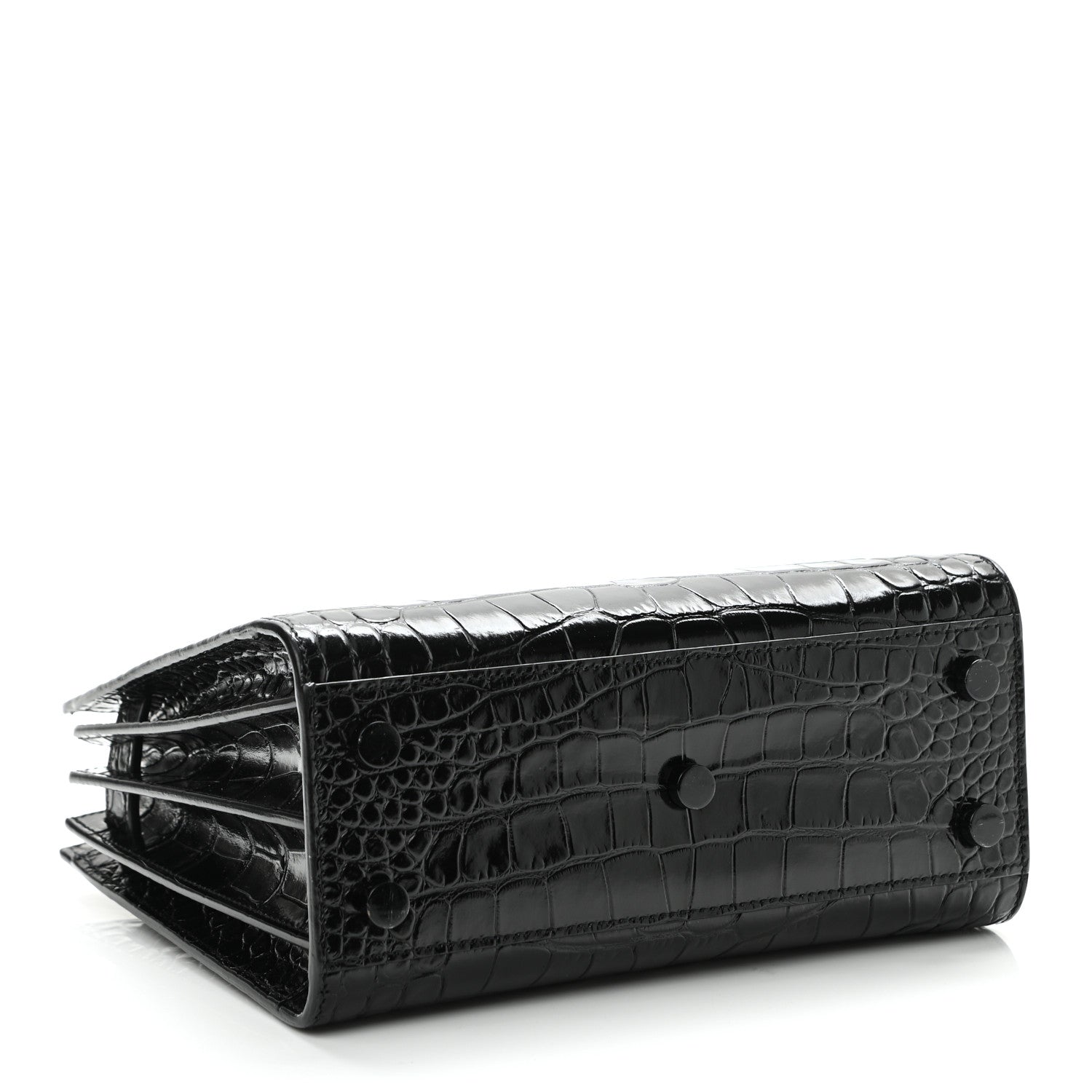 Saint Laurent Calfskin Crocodile Embossed Nano Sac De Jour Black 4 of 9