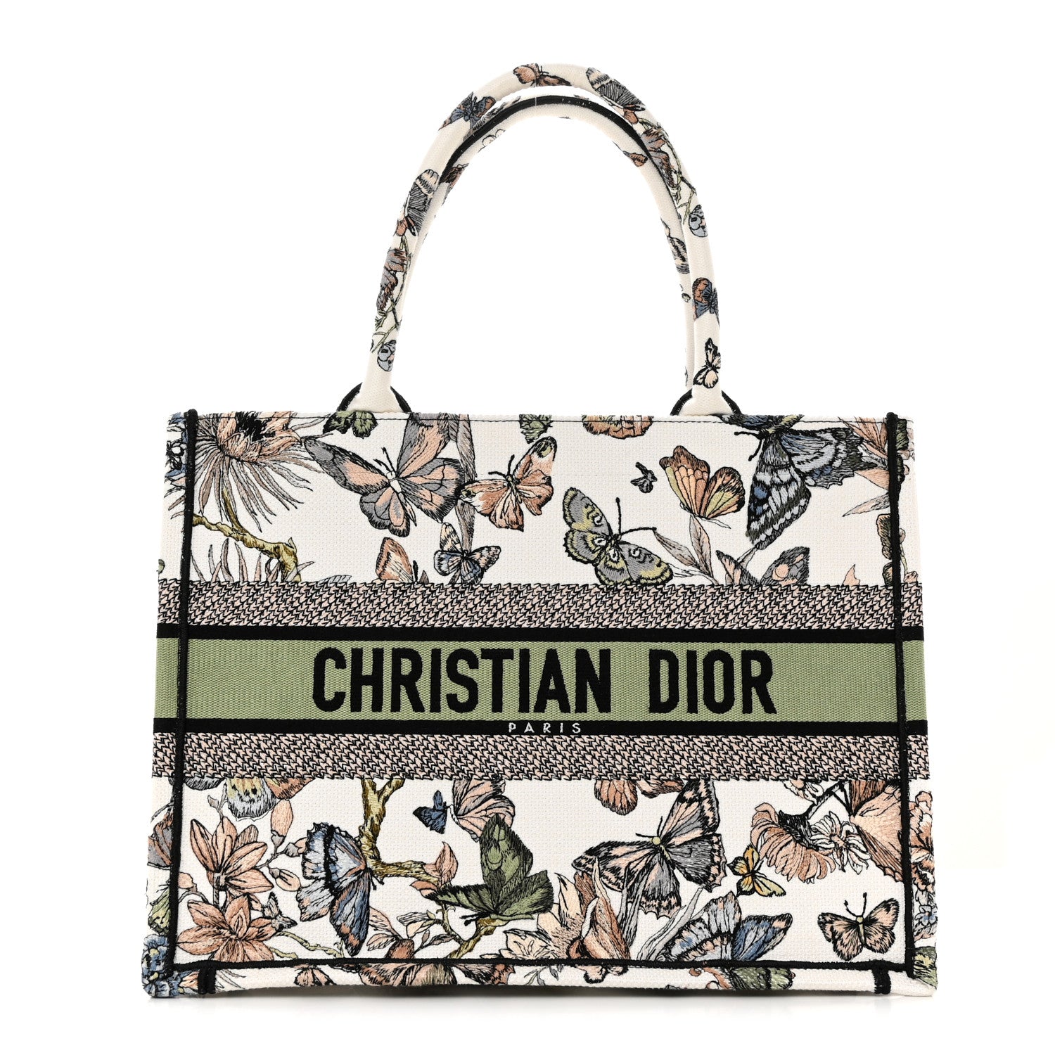 Christian Dior Canvas Embroidered Toile de Jouy Mexico Medium Book Tote White Multicolor 1 of 13