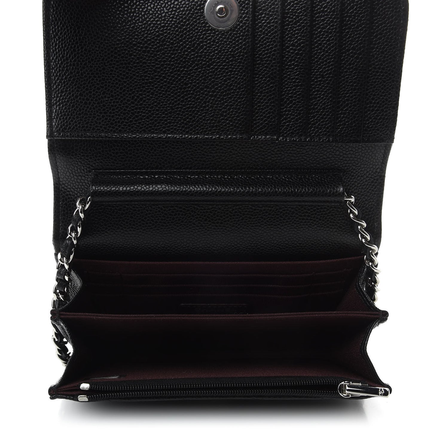 Caviar Quilted Mini Wallet On Chain WOC Black