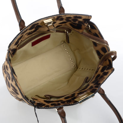 Valentino Garavani Calf Hair Leopard Print Rockstud Double Handle Tote Leopard 8 of 8