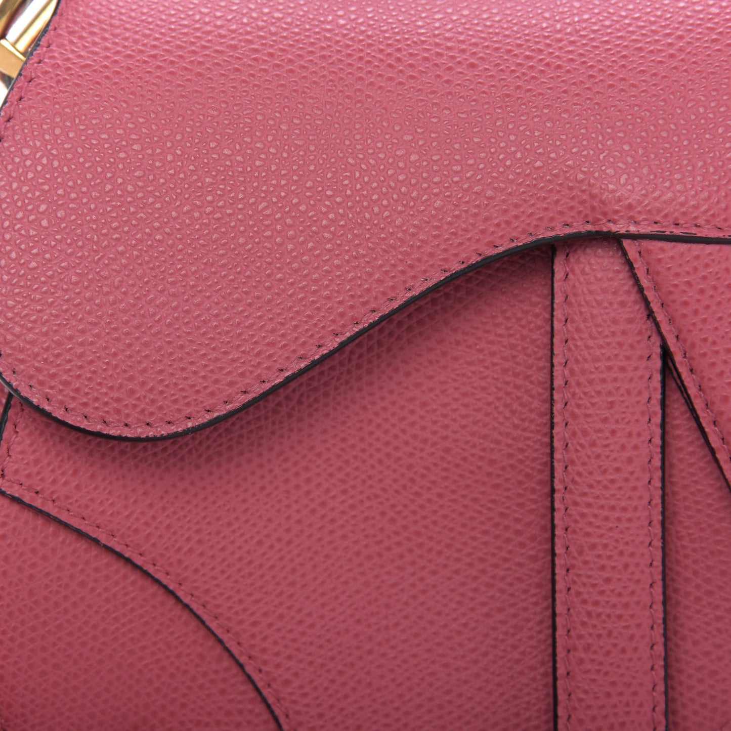 Grained Calfskin Mini Saddle Bag Pink