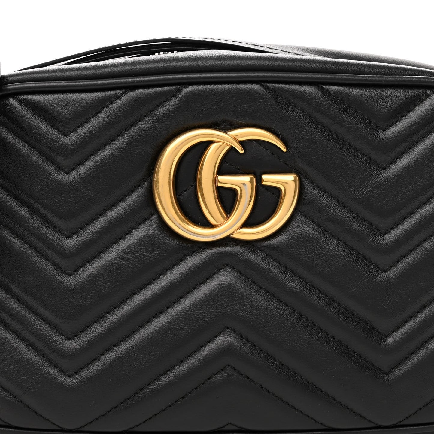 Calfskin Matelasse Small GG Marmont Chain Shoulder Bag Black