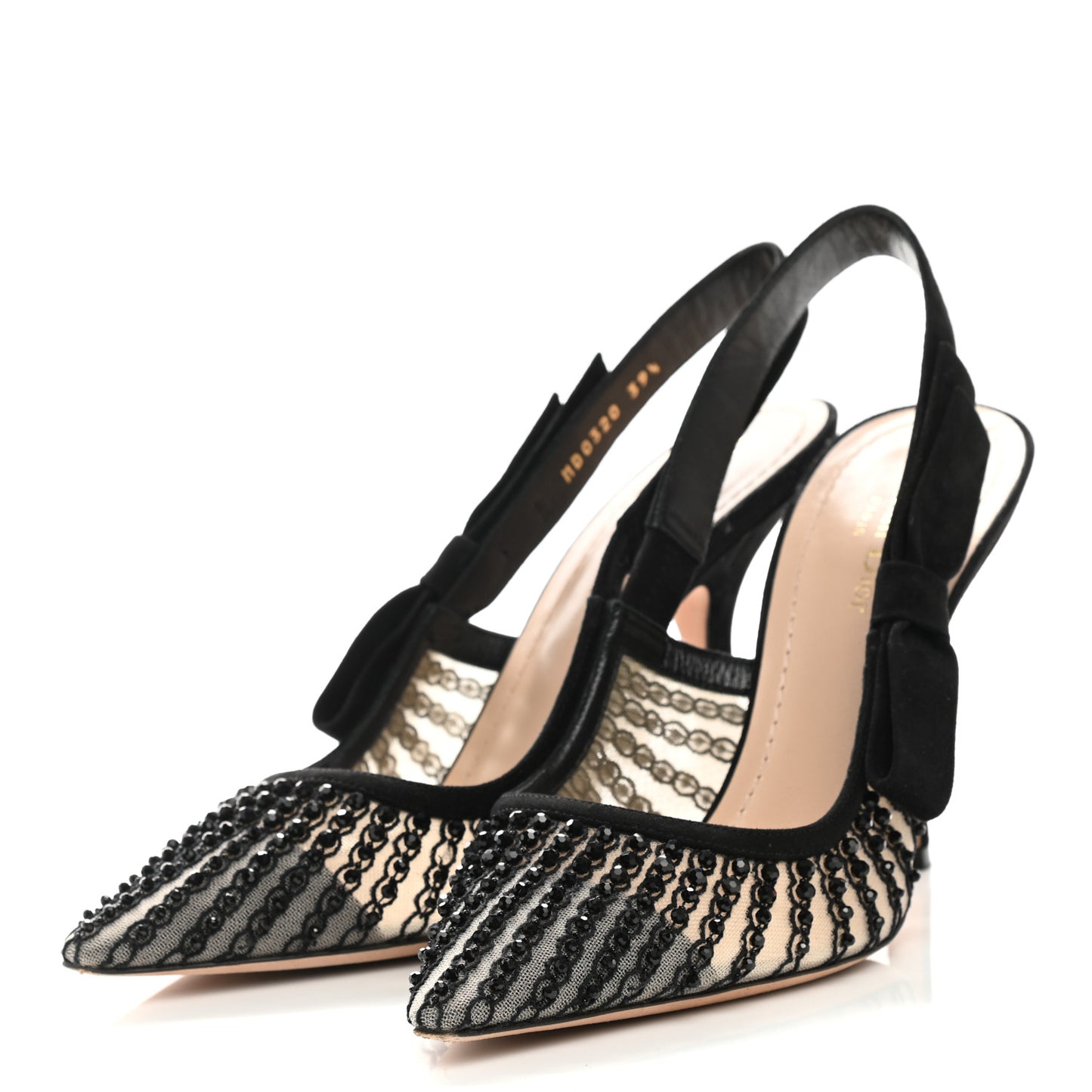 Mesh Strass Sweet D Sling-Back Pumps 39.5 Black