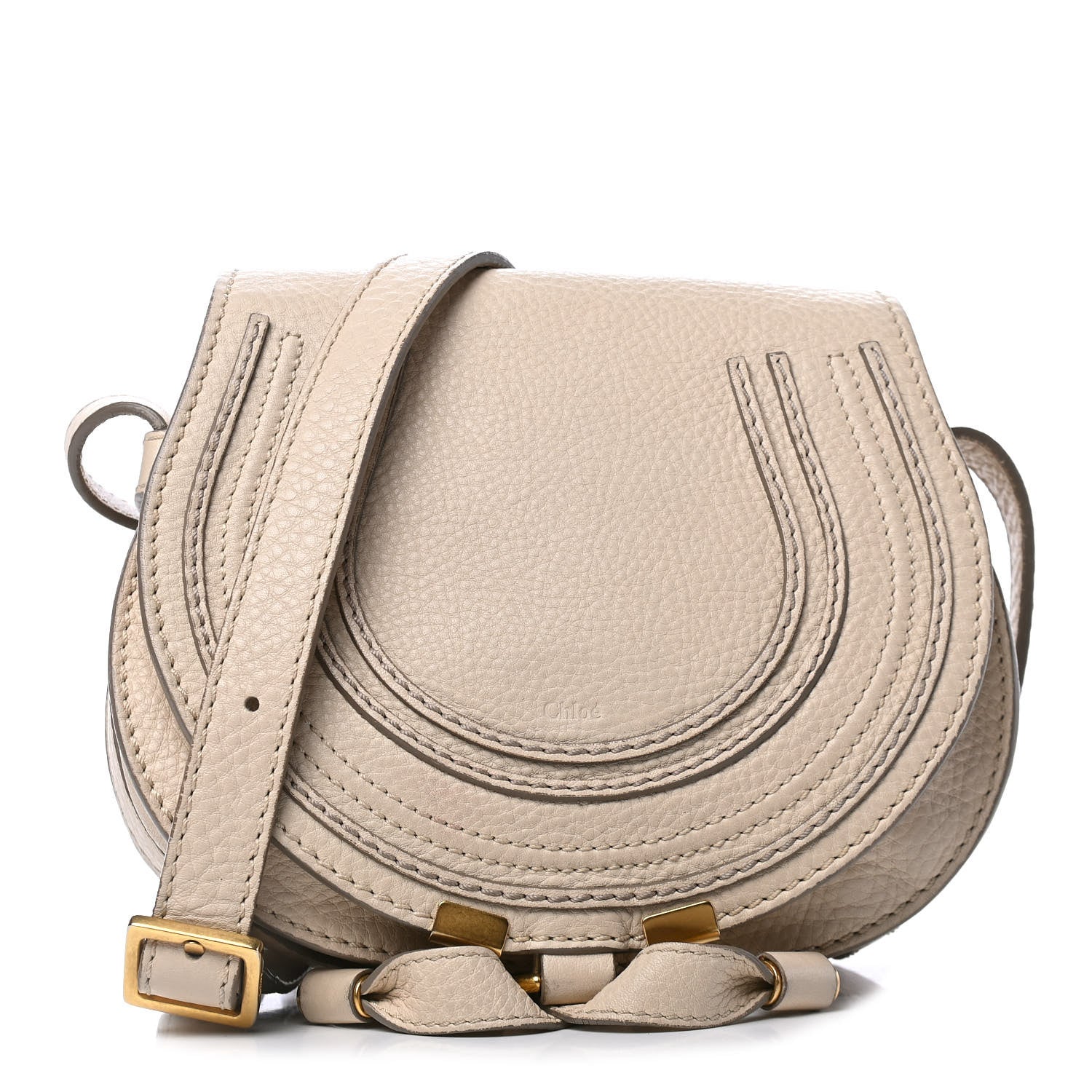 Chloe Calfskin Mini Marcie Round Crossbody Bag Abstract White 1 of 6