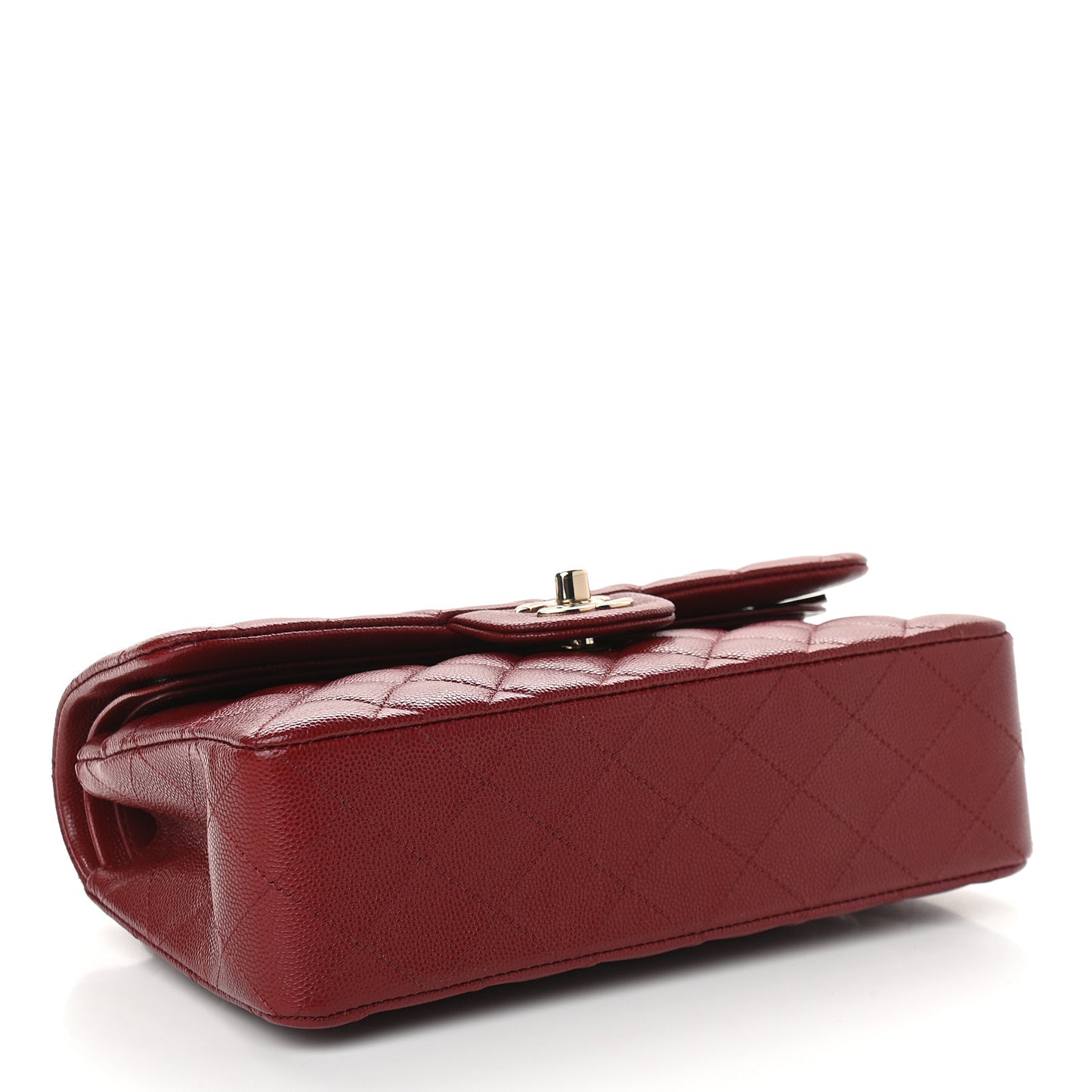 Caviar Quilted Small Double Flap Burgundy