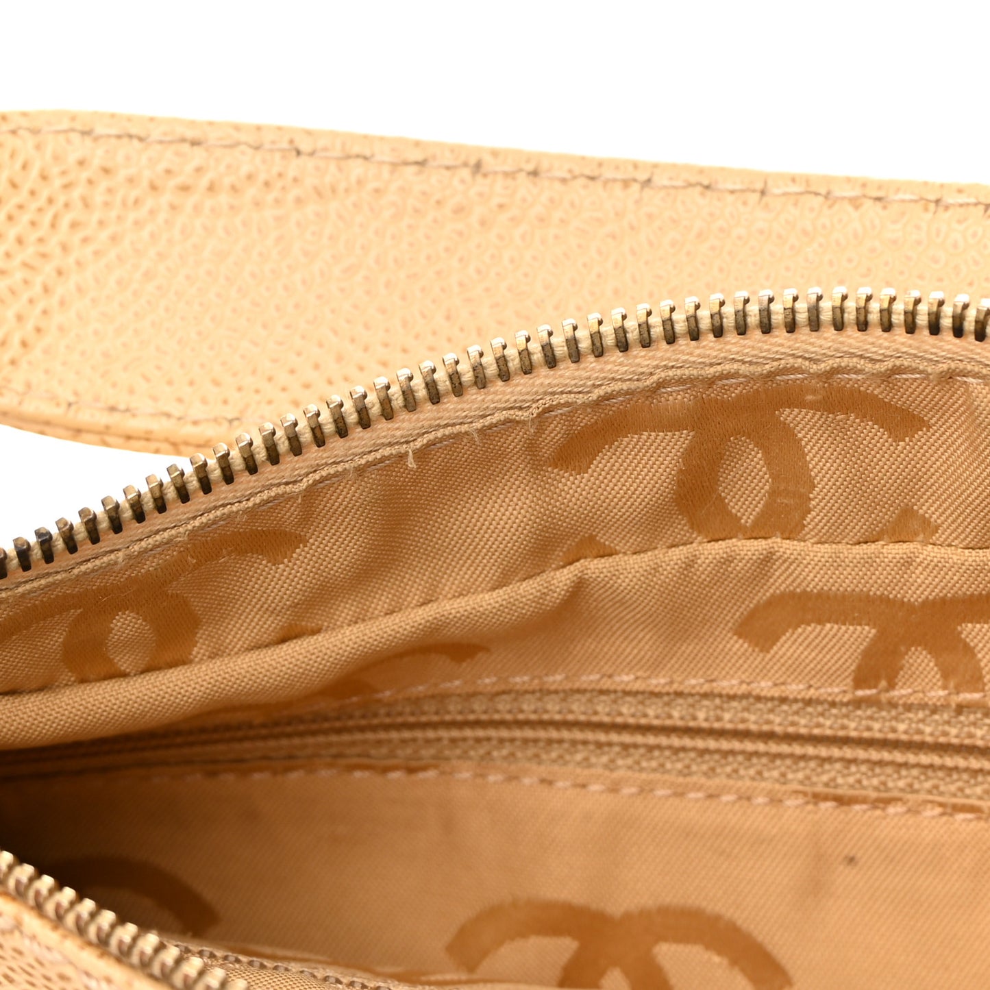 Caviar CC Wood Chain Hobo Beige