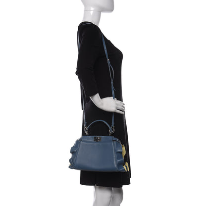 Fendi Nappa Bi-Color Mini Waves Peekaboo Iconic Satchel Ceruleo Banana 2 of 9