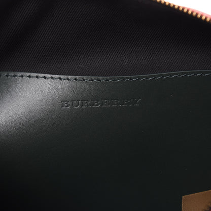 Burberry Canvas Vintage Check Printed Silk Washbag Dark Forest Green Burgundy 6 of 10