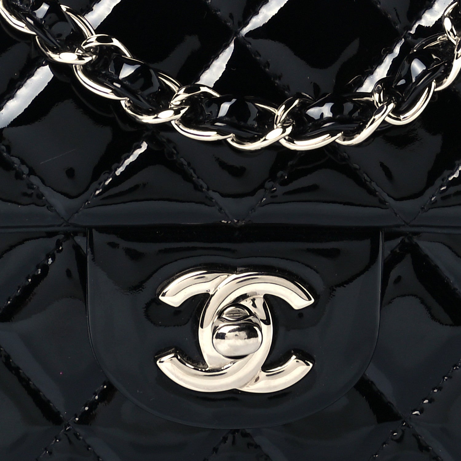 Chanel Patent Calfskin Quilted Mini Rectangular Flap Black 9 of 12
