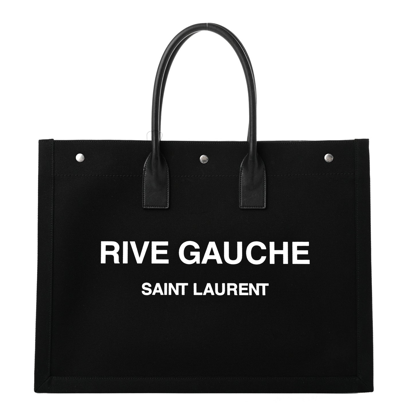 Linen Calfskin Rive Gauche Tote Black