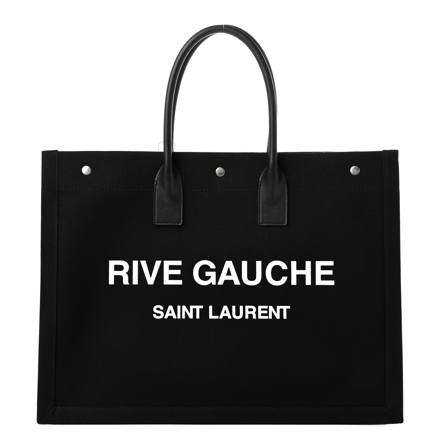 Saint Laurent Linen Calfskin Rive Gauche Tote Black 1 of 9
