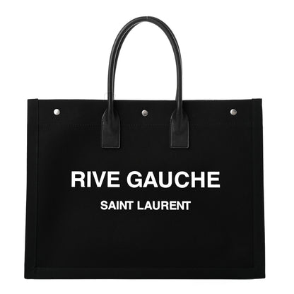 Saint Laurent Linen Calfskin Rive Gauche Tote Black 1 of 9