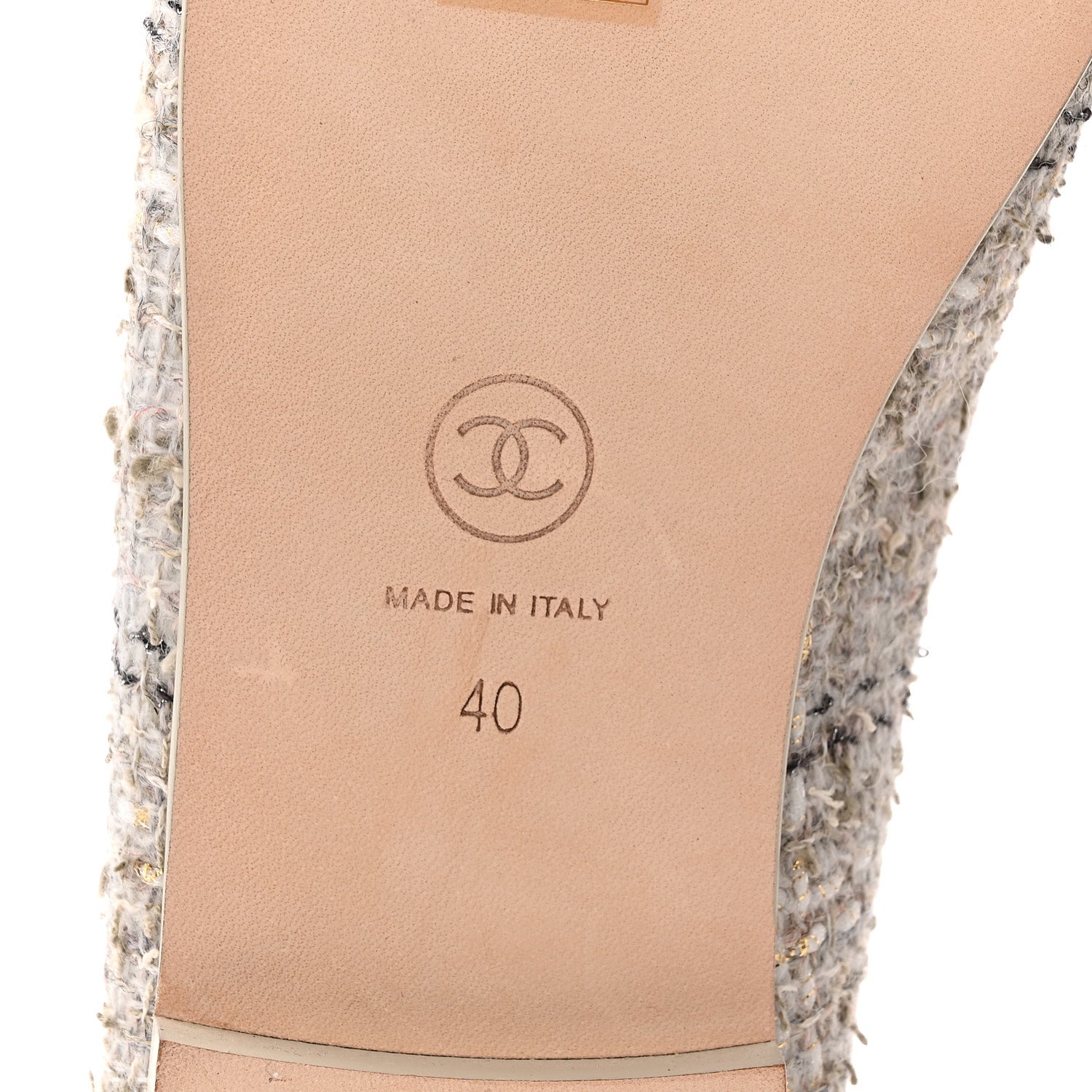 Chanel Tweed Lambskin Cap Toe Ballerina Flats 40 Grey Multicolor 7 of 9
