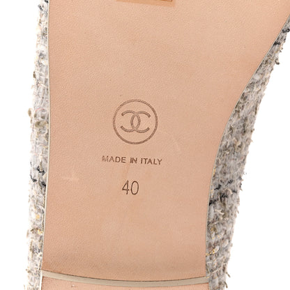 Chanel Tweed Lambskin Cap Toe Ballerina Flats 40 Grey Multicolor 7 of 9