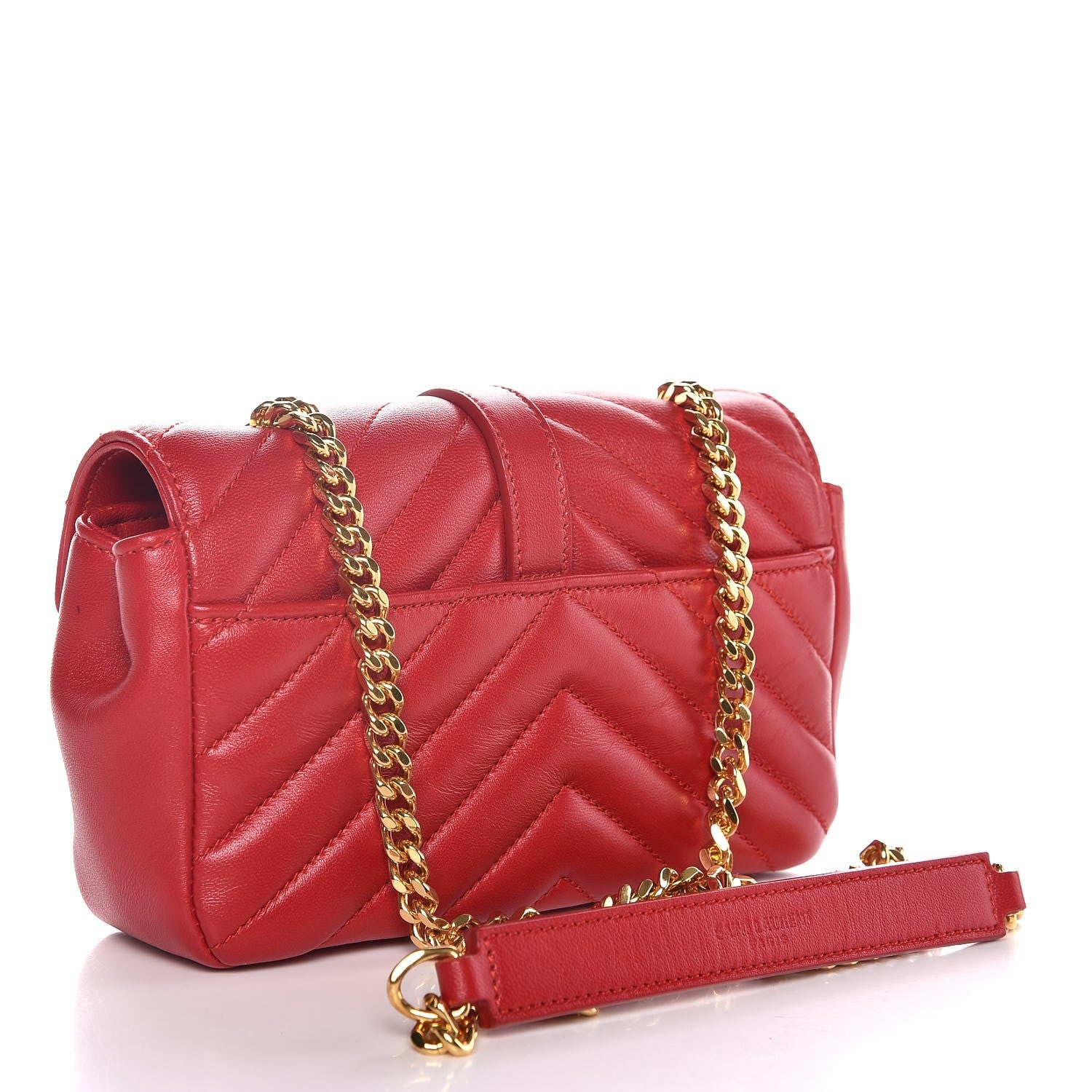 Saint Laurent Calfskin Matelasse Chevron Classic Monogram Baby Chain Bag Red 3 of 8