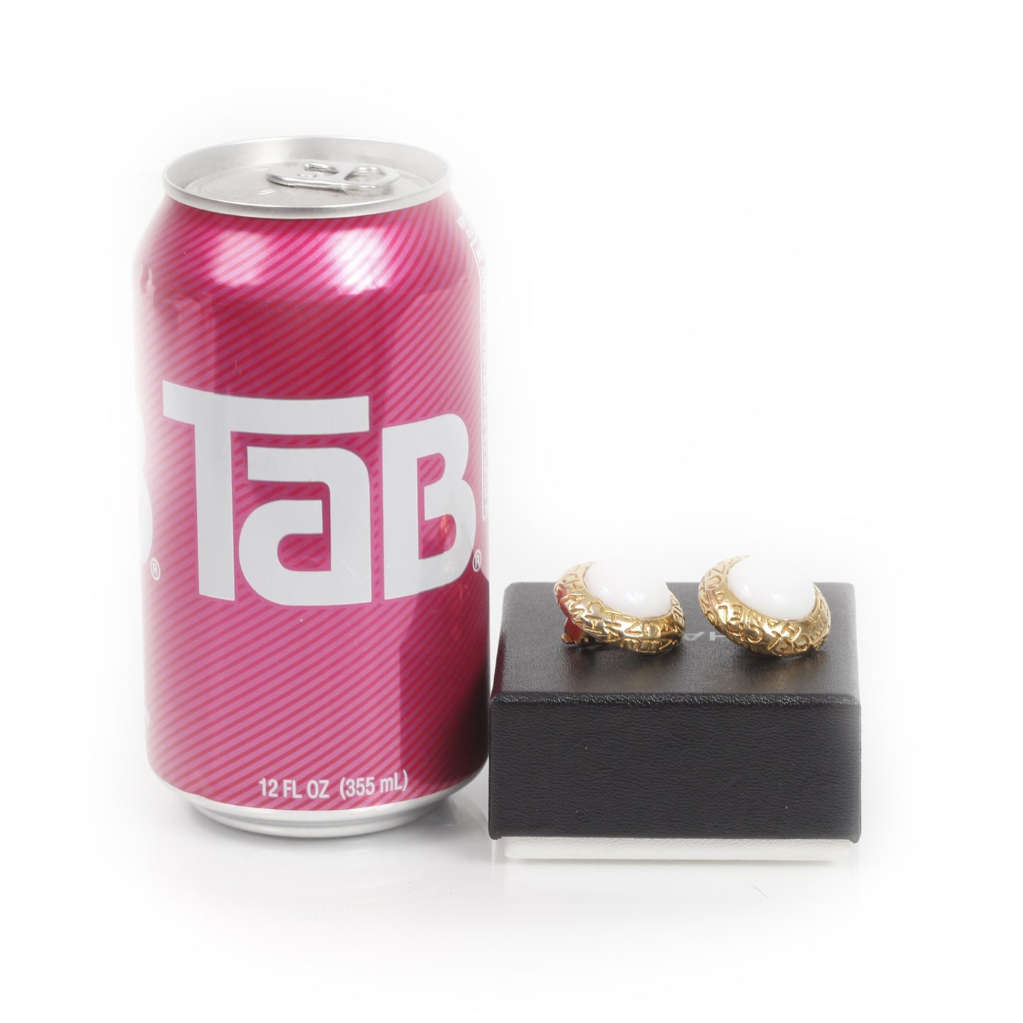 Metal CC Clip On Earrings White and Gold