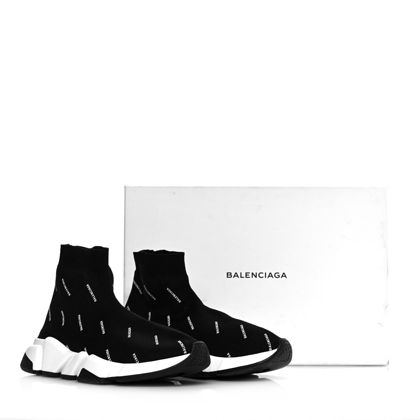 Neoprene Knit Allover Logo Bi-Color Sole Womens Speed Sneakers 39 Black White