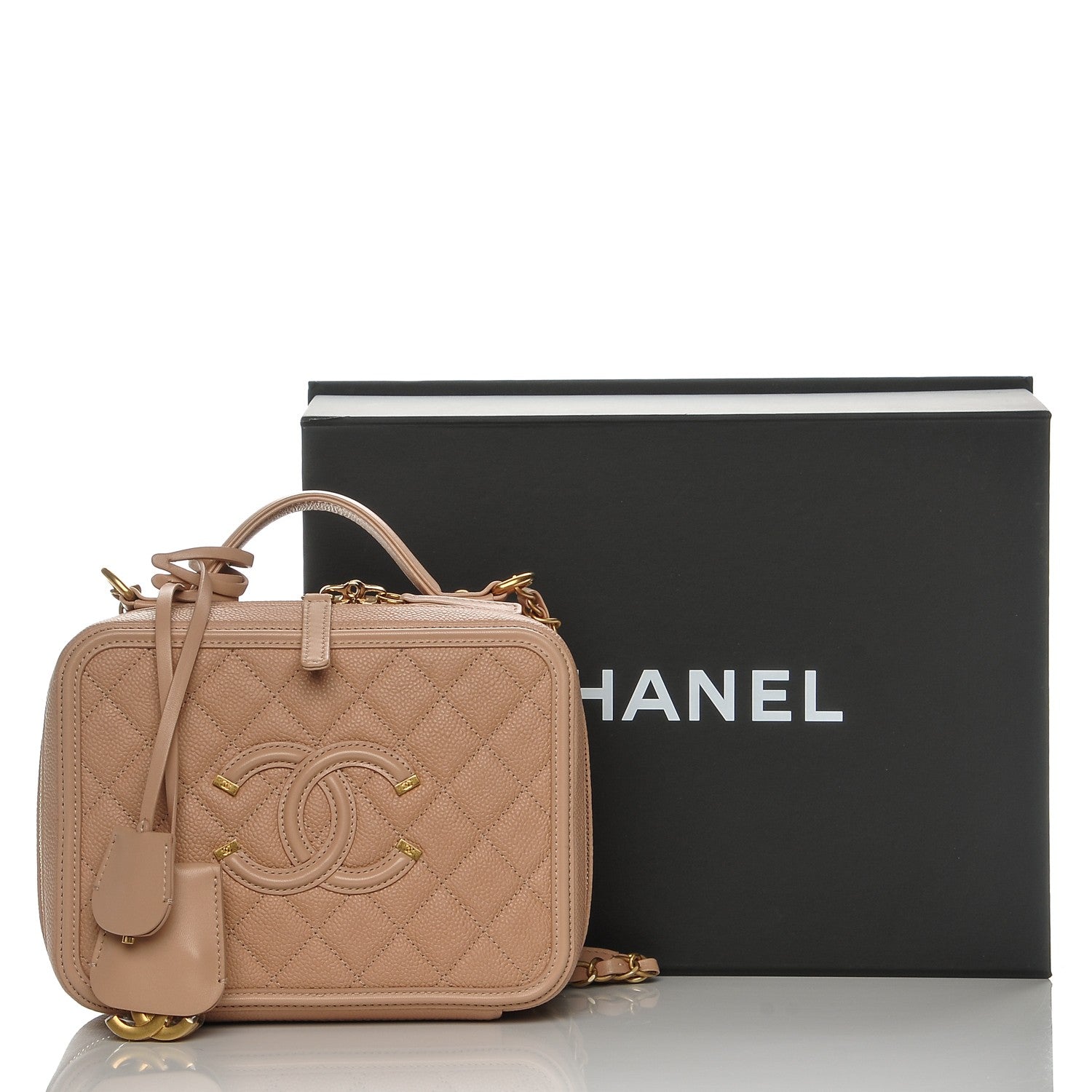 Chanel Caviar Quilted Medium CC Filigree Vanity Case Beige 9 of 9