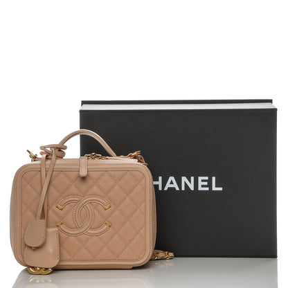 Chanel Caviar Quilted Medium CC Filigree Vanity Case Beige 9 of 9