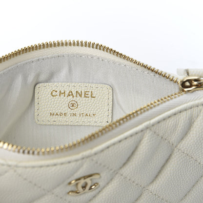 Chanel Caviar Quilted Small Cosmetic Case White 7 of 9
