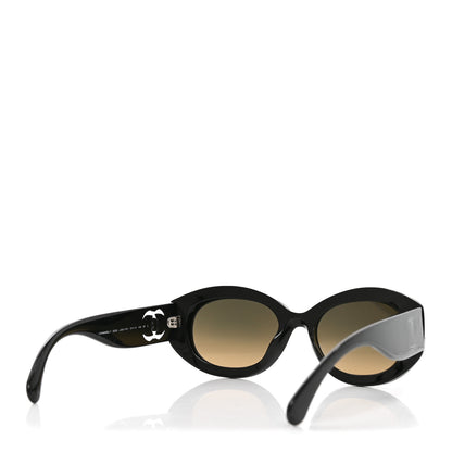 Chanel Acetate Nyon Oval CC Sunglasses 5528-A Black 4 of 7