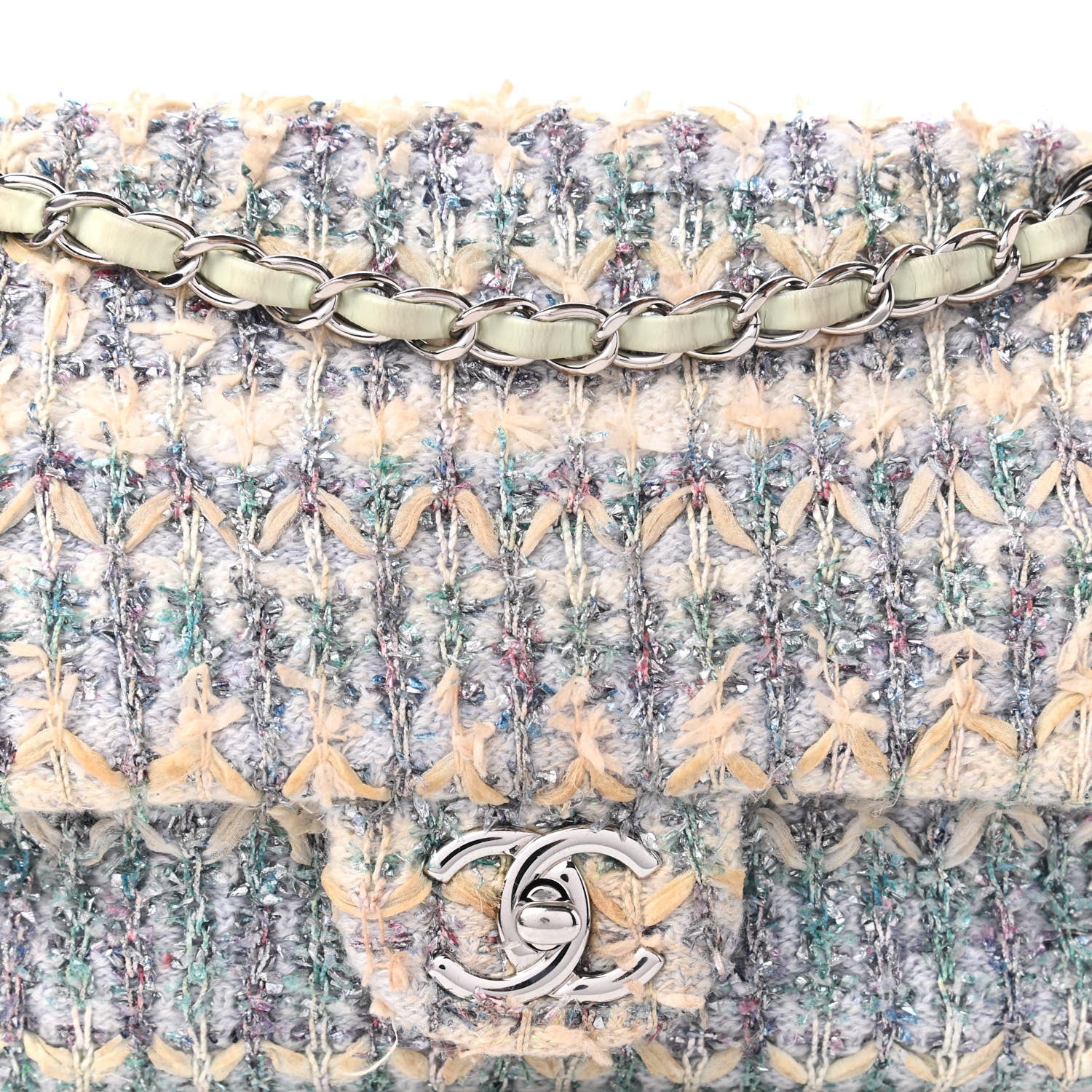 Chanel Tweed Quilted Medium Single Flap Blue Multicolor 10 of 10